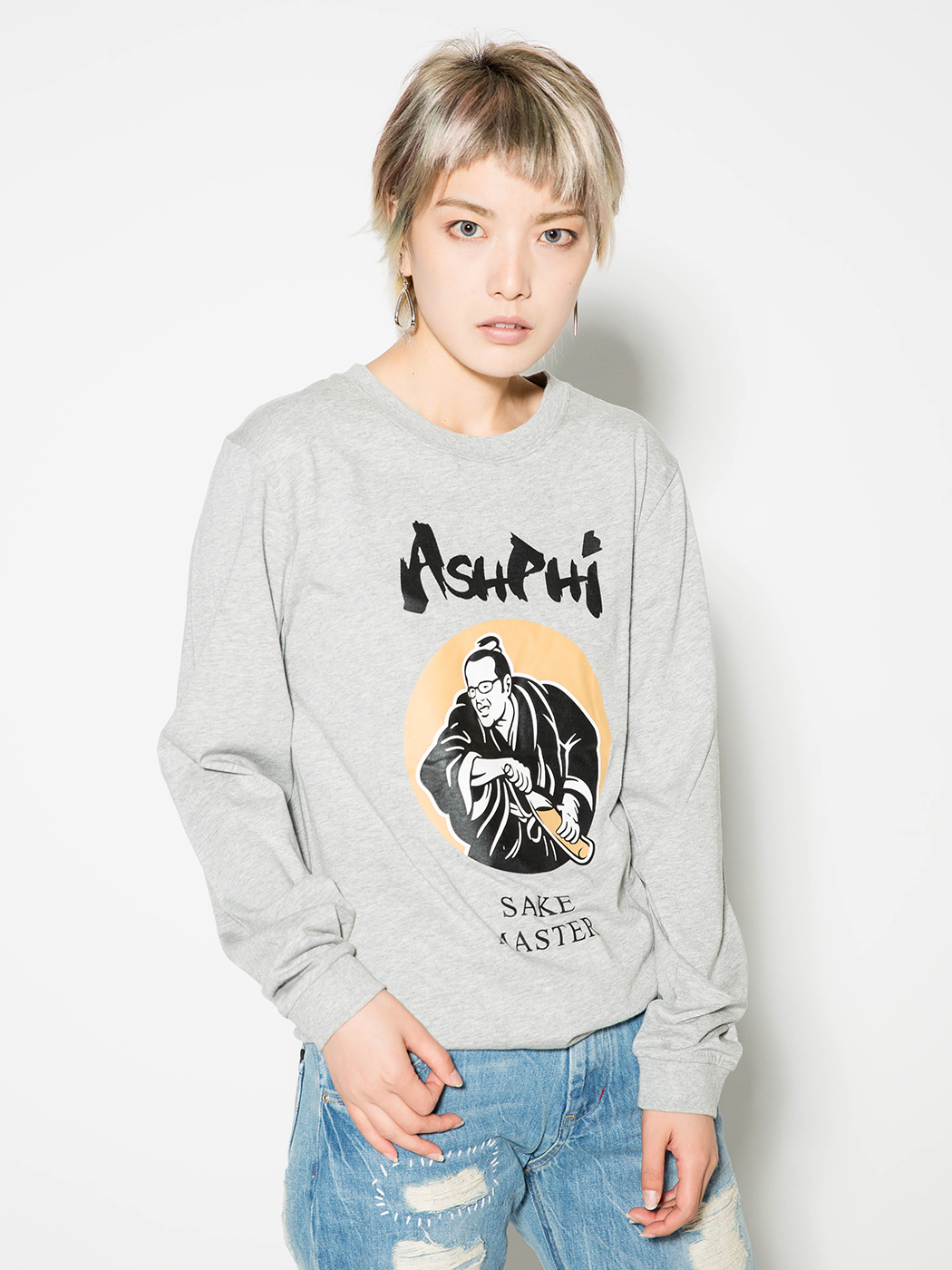 ASH'PHI|ASH'PHI|女|长袖T恤|ASH'PHI SAKE MASTER 女款印花复古长袖T恤