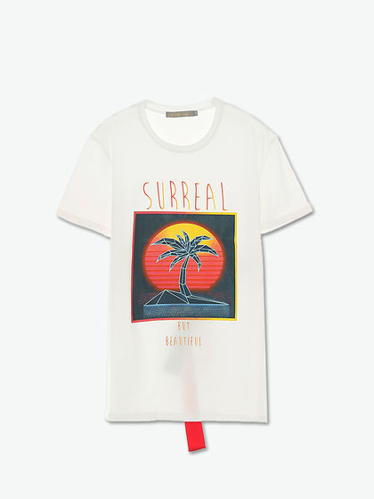 NeverMoredesign|NeverMoredesign|男款|T恤|NeverMoredesign 側绑带开衩印花短Tee