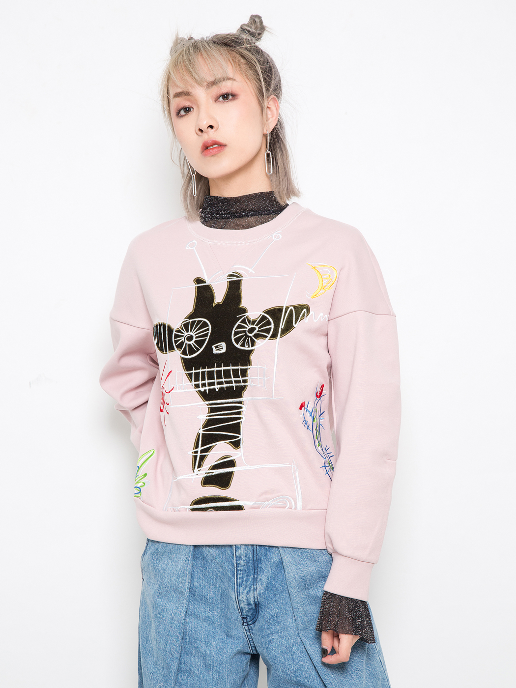 B+ by Beautyberry|女|B+ by BeautyBerry 新年款涂鸦刺绣装饰卫衣