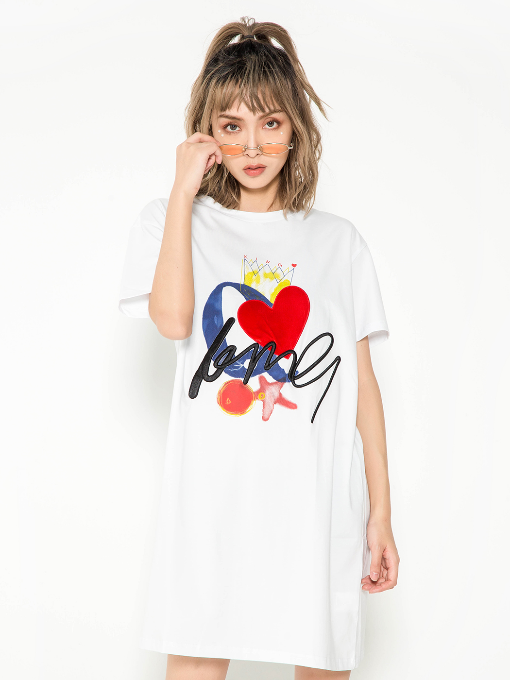 B+ by Beautyberry|女|B+ by BeautyBerry  撞色涂鸦爱心T恤