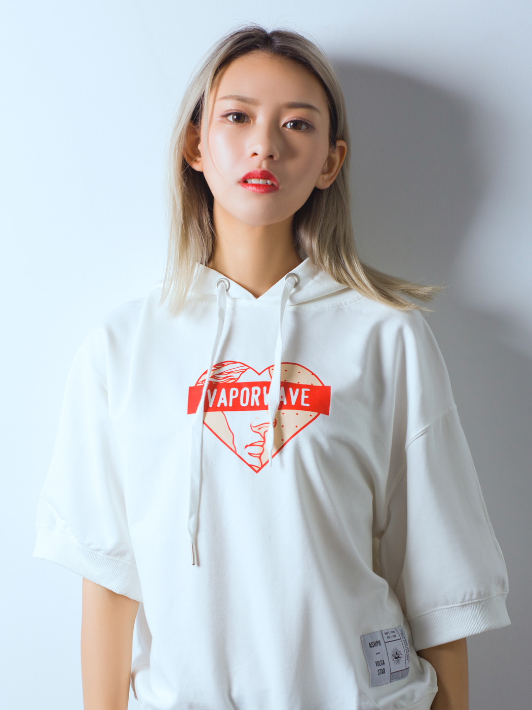 ASH'PHI|女|ASH'PHI 蒸汽波 女款复古印花中袖连帽卫衣