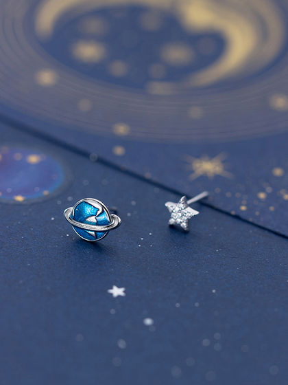 AliyaStore|男款|首饰|AliyaStore 925银“地球小星星”不对称耳钉