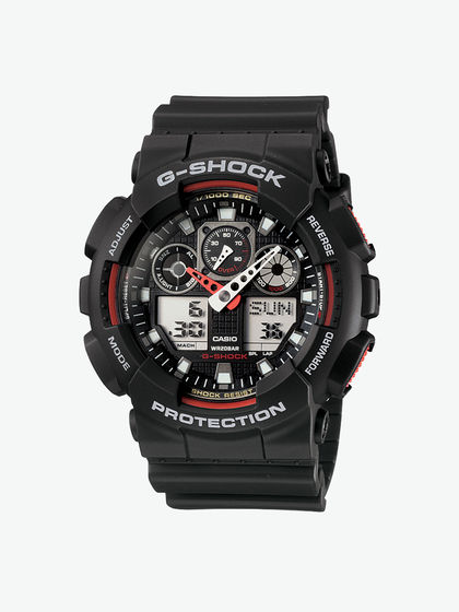 casio|卡西歐|男款|手錶|casio g-shock黑盤黑帶雙顯運動防水男表 ga