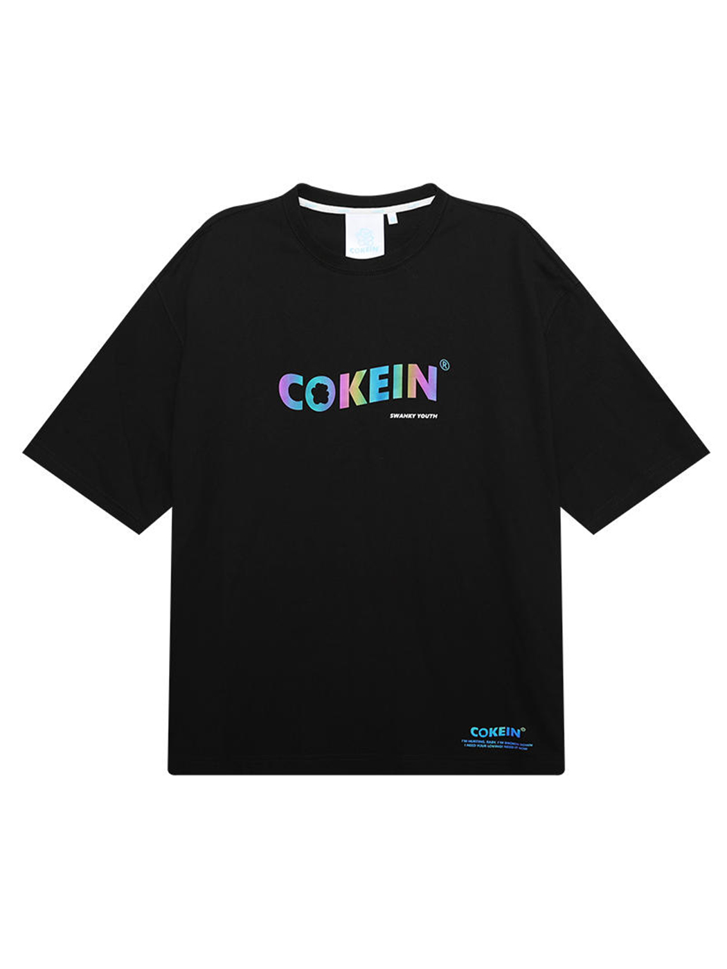 COKEIN|男|女|COKEIN 炫彩反光卡通字母印花宽松圆领短袖T恤 男女同款