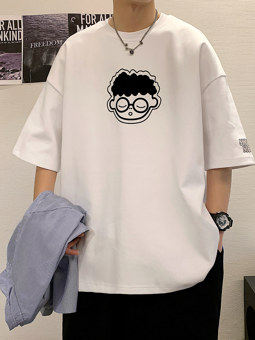 PhancyMe|范西米|女|短袖T恤|PhancyMe 趣味卡通印花宽松半袖T恤
